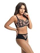Luxurious full cup bra, tulle, embroidery, intricate pattern, C to K-cup